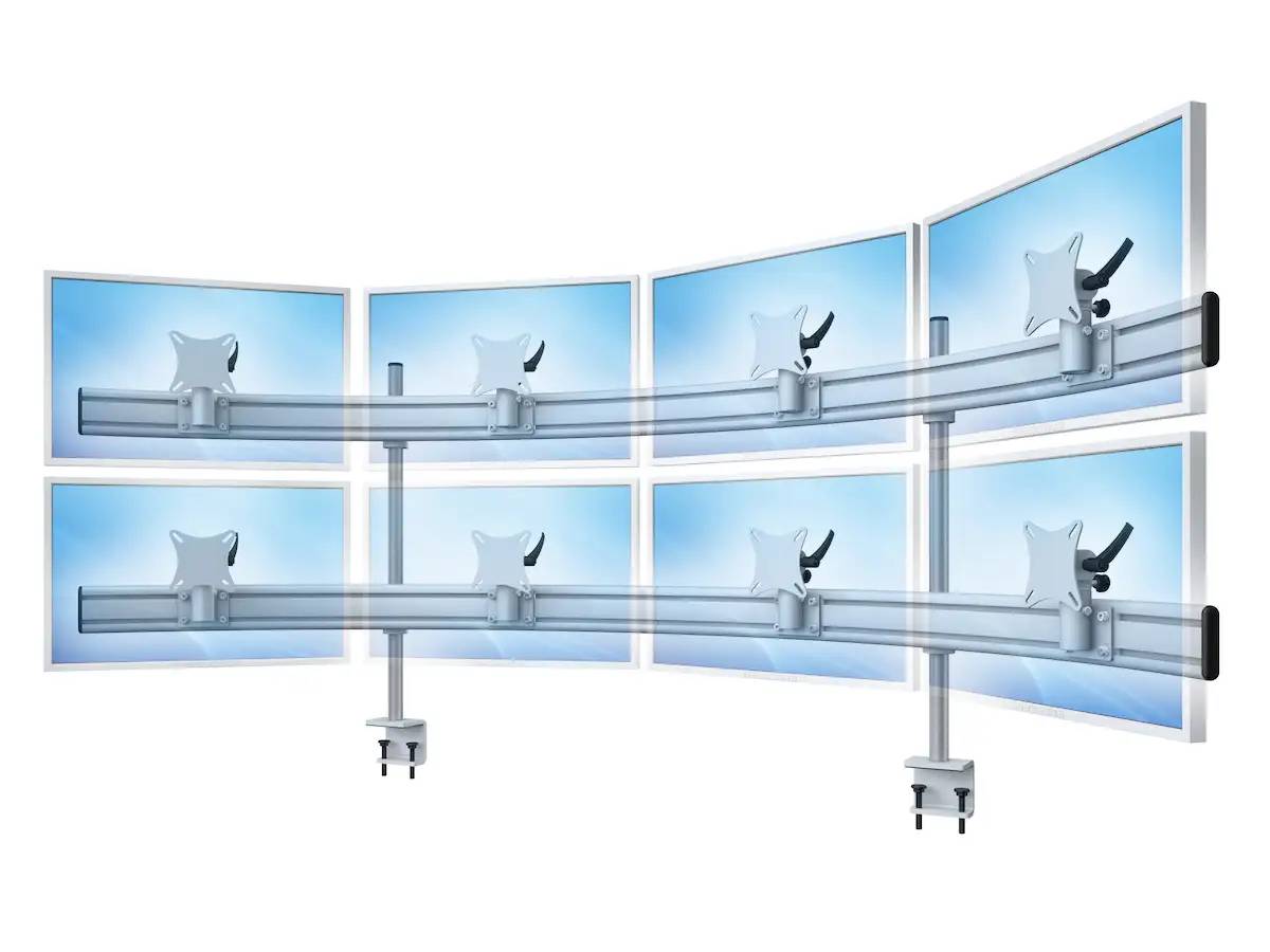 Para-System Monitorhalterung für 8 Monitore mit Tisch-Klemme 4+4 - 20''-24''