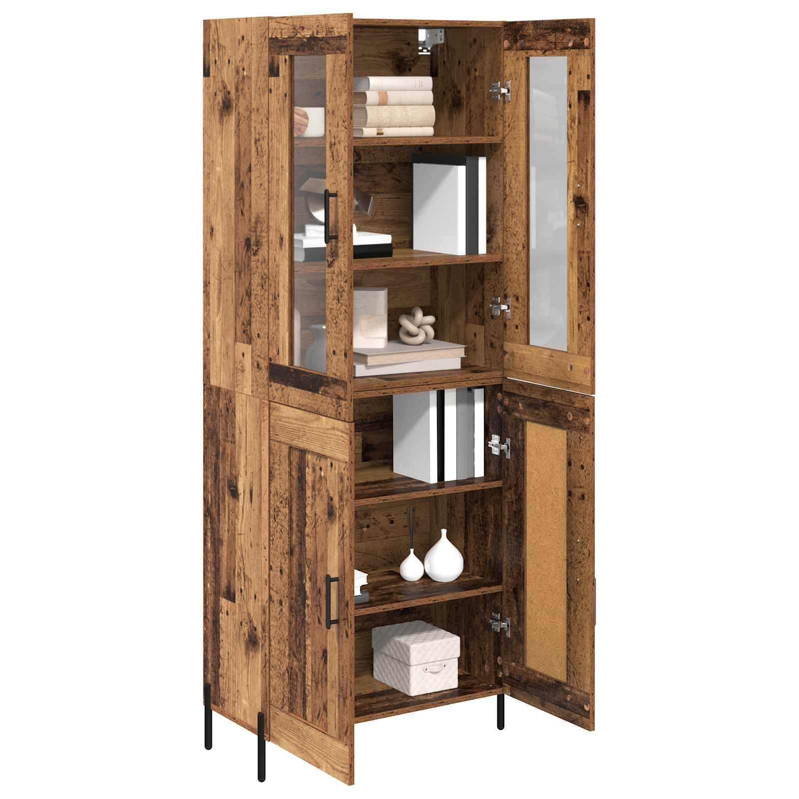 vidaXL Highboard Wandmontiert Altholz 69,5 x 34 x 180 cm Holzwerkstoff