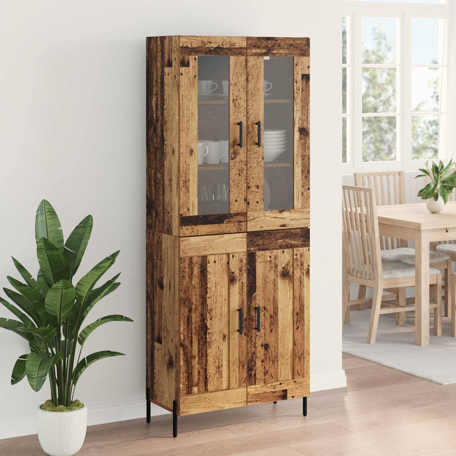 vidaXL Highboard Wandmontiert Altholz 69,5 x 34 x 180 cm Holzwerkstoff