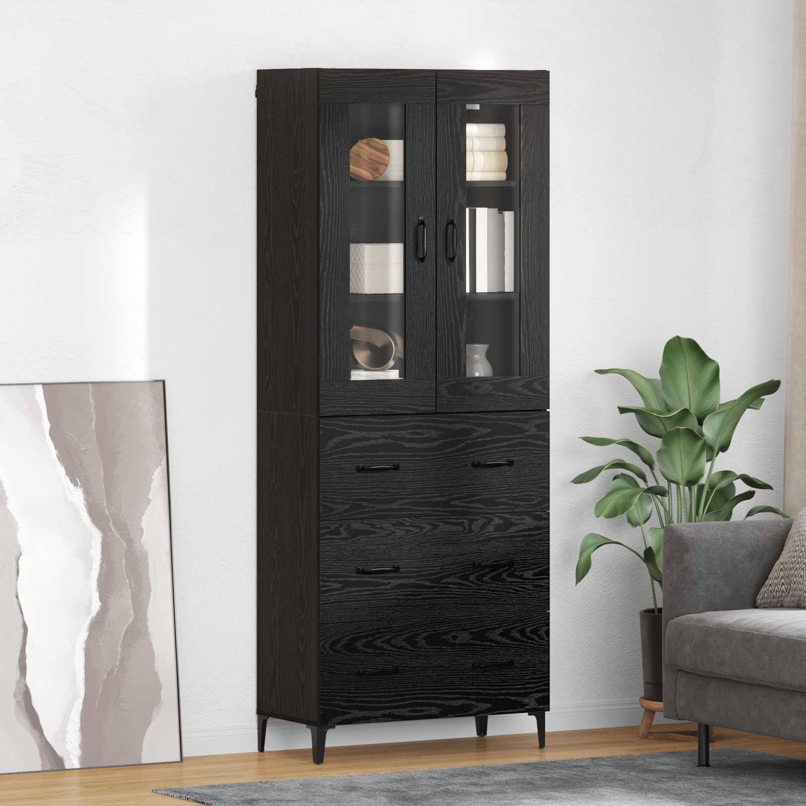 vidaXL Highboard Schwarz Eichen-Optik 69,5 x 34 x 180 cm Holzwerkstoff
