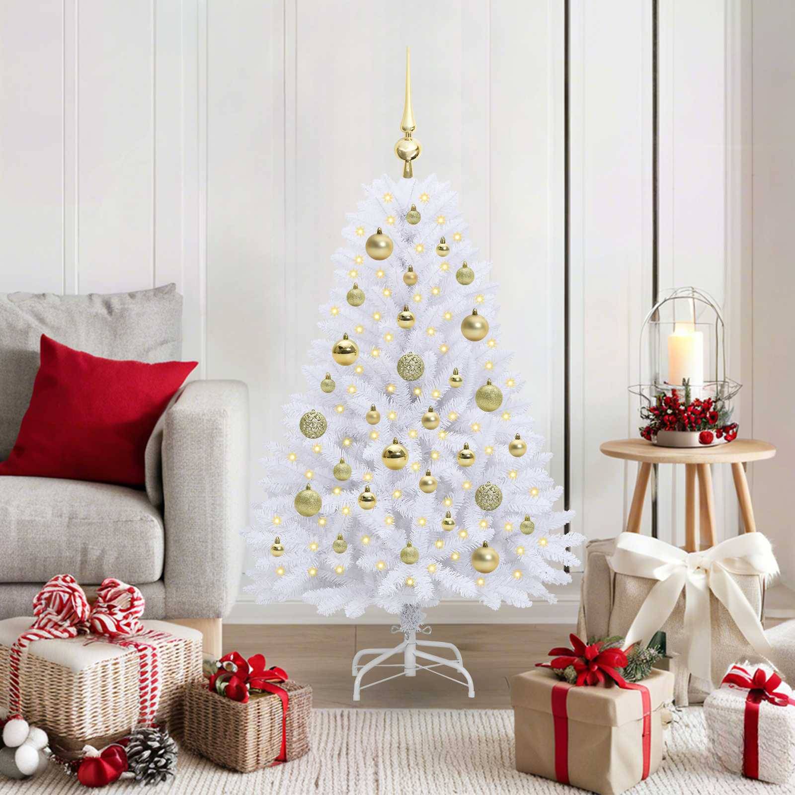 vidaXL Künstlicher klappbarer Weihnachtsbaum Weiß 120 cm PVC und Stahl