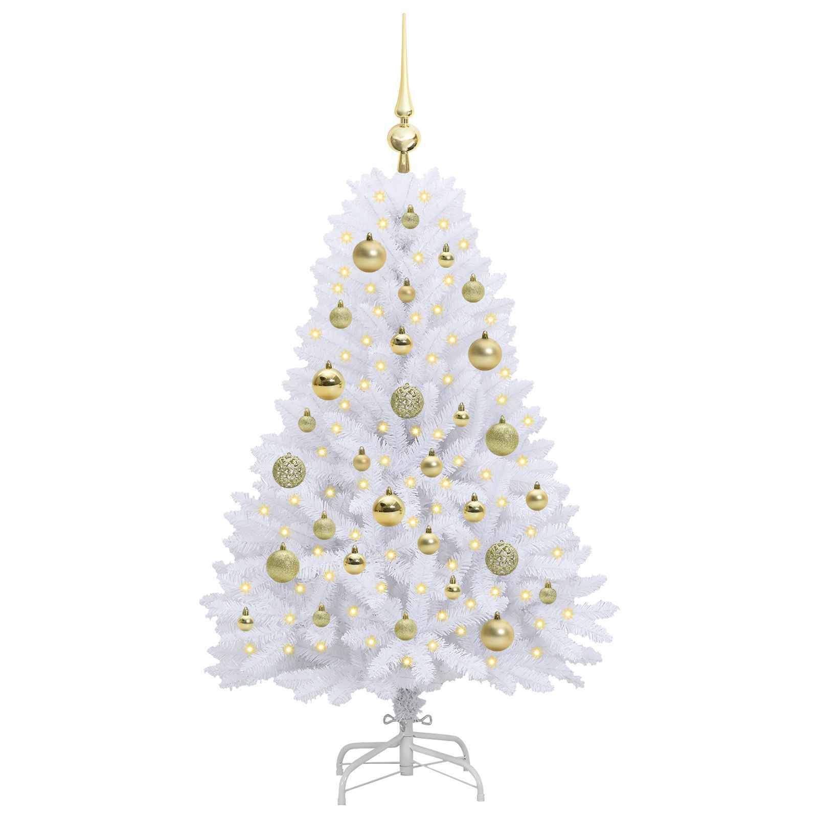 vidaXL Künstlicher klappbarer Weihnachtsbaum Weiß 120 cm PVC und Stahl