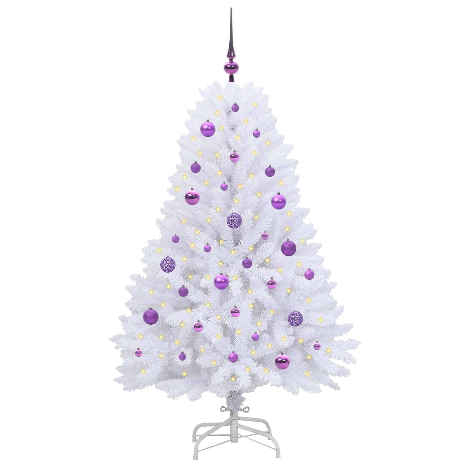 vidaXL Künstlicher klappbarer Weihnachtsbaum Weiß 150 cm PVC und Stahl