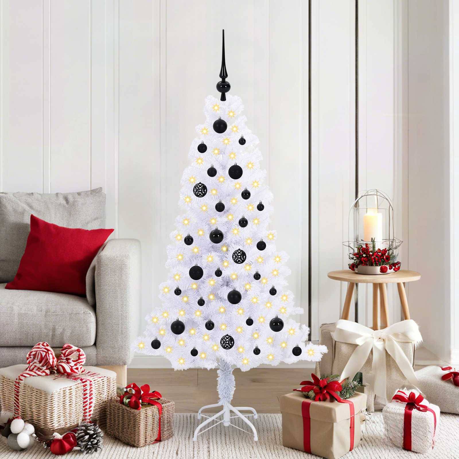 vidaXL Künstlicher Weihnachtsbaum Weiß 150 cm PVC und Stahl