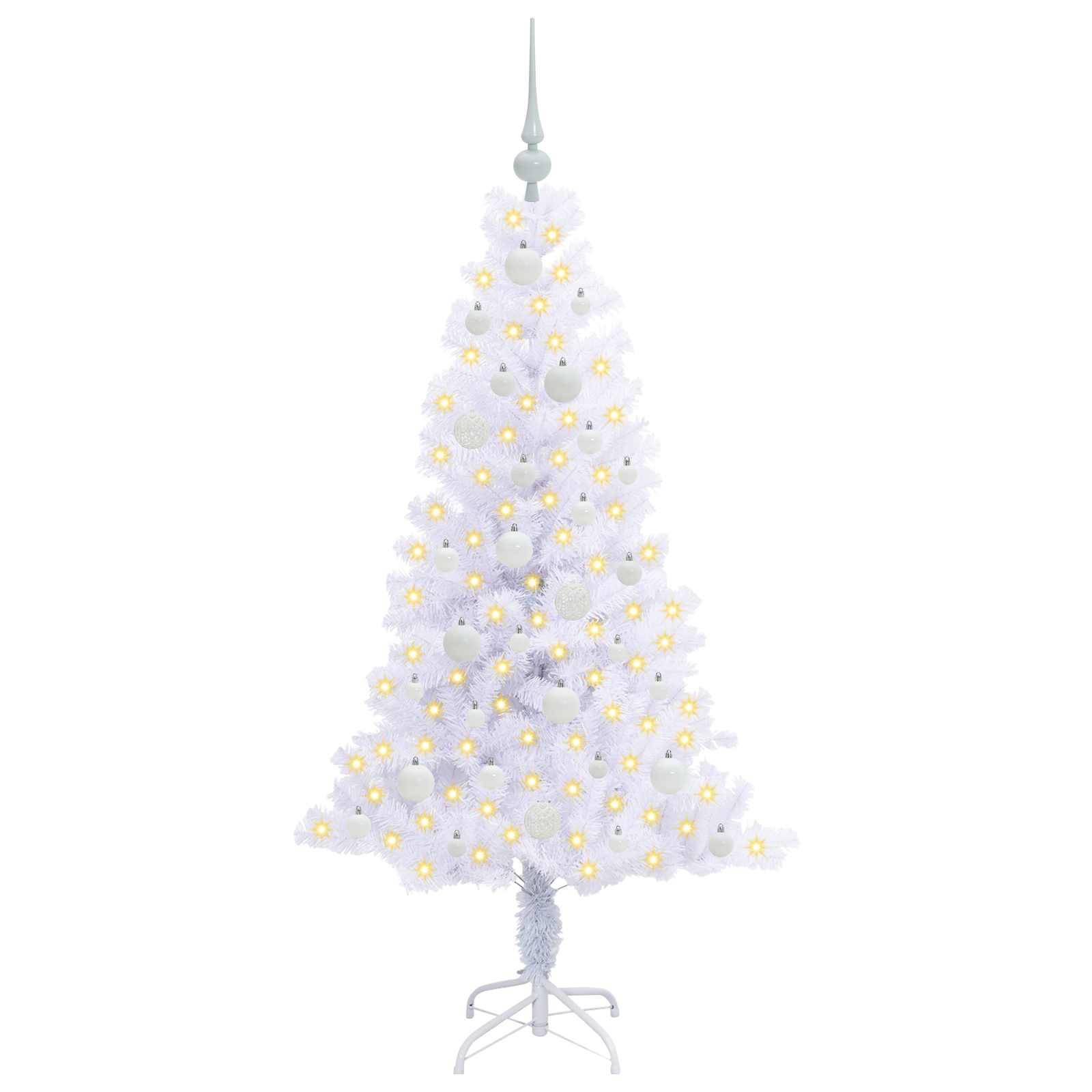 vidaXL Künstlicher Weihnachtsbaum Weiß 150 cm PVC und Stahl