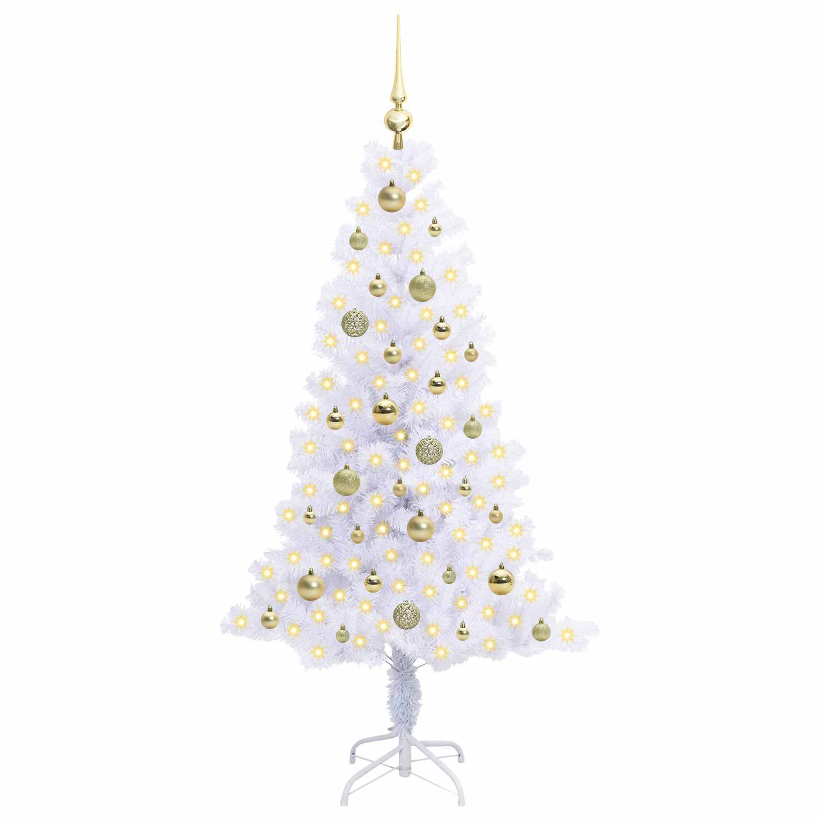 vidaXL Künstlicher Weihnachtsbaum Weiß 150 cm PVC und Stahl