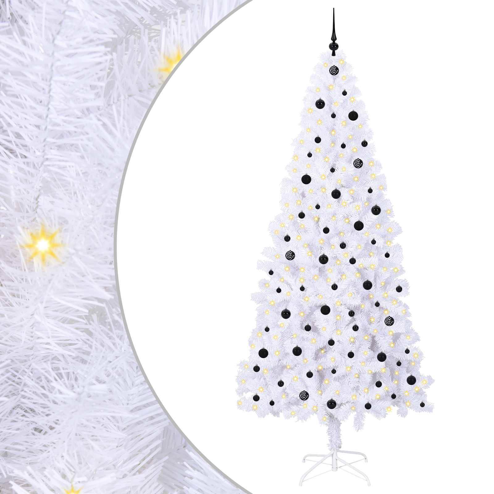 vidaXL Künstlicher Weihnachtsbaum Weiß 240 cm PVC und Stahl