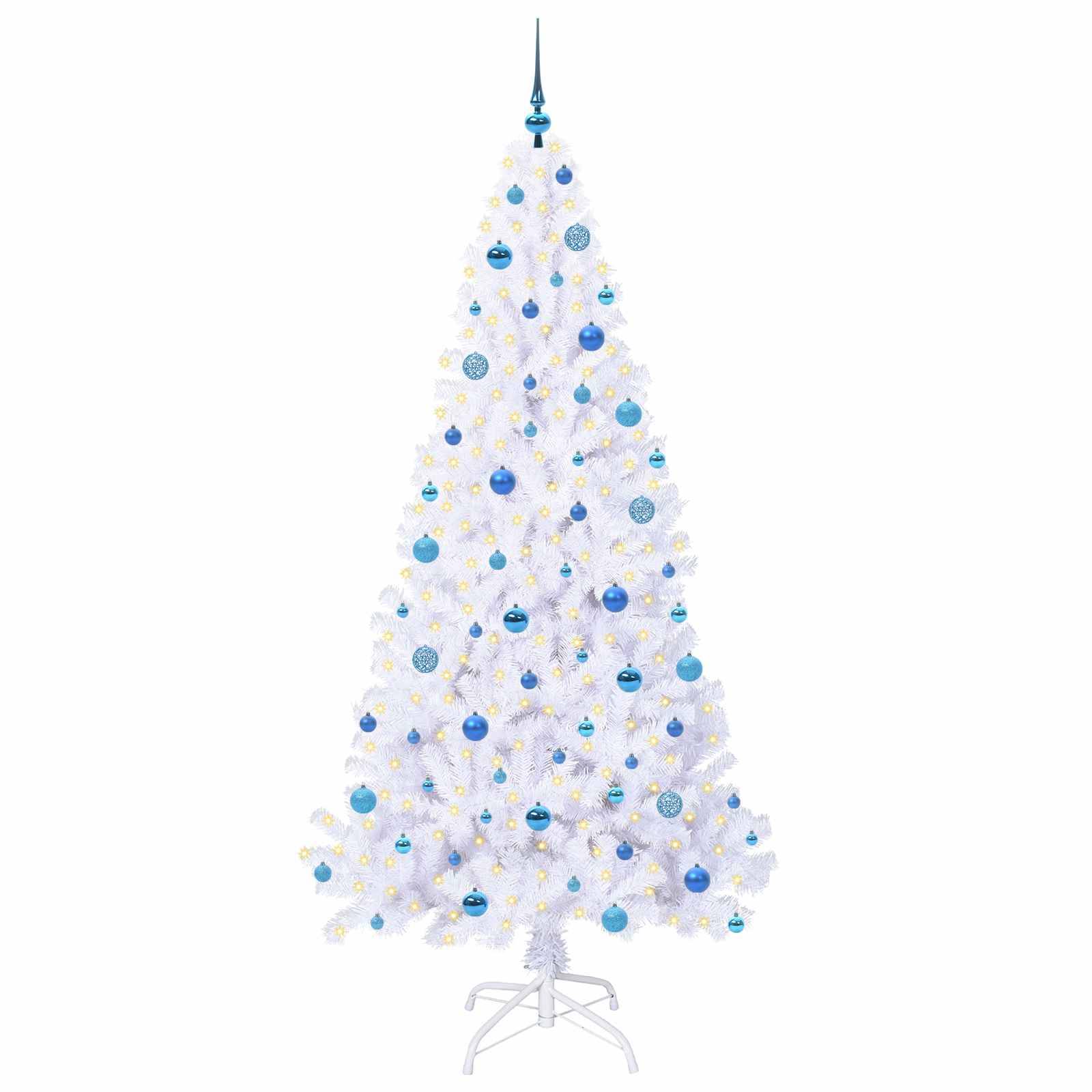 vidaXL Künstlicher Weihnachtsbaum Weiß 210 cm PVC und Stahl
