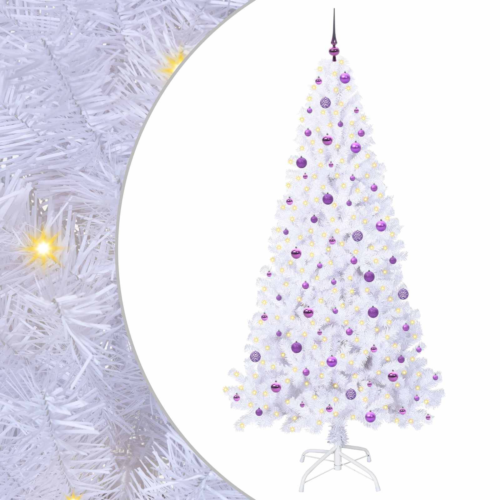vidaXL Künstlicher Weihnachtsbaum Weiß 240 cm PVC und Stahl