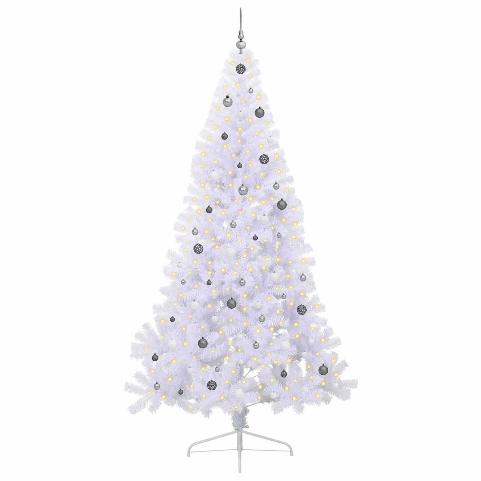 vidaXL Künstlicher Weihnachtsbaum Weiß 240 cm PVC und Stahl