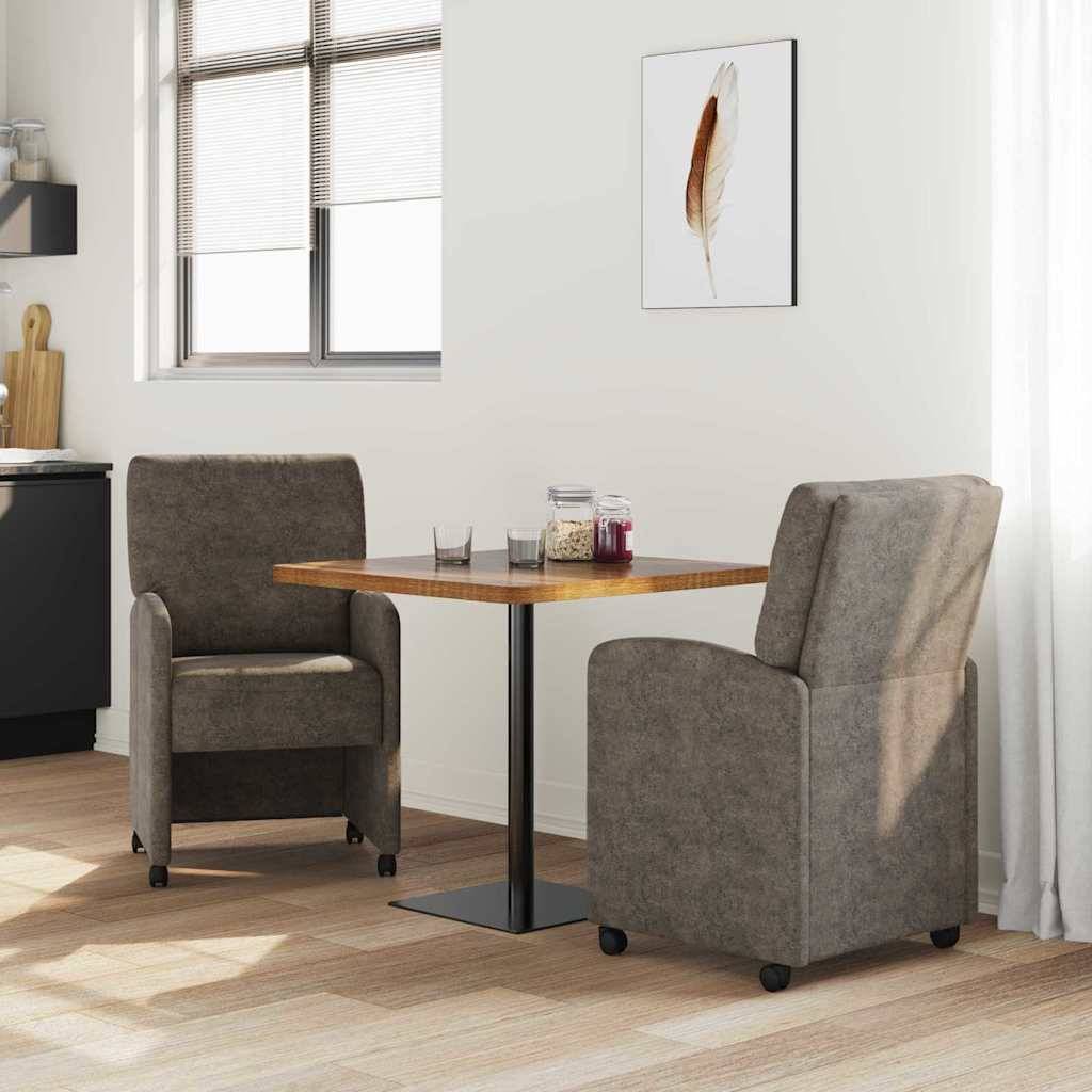 vidaXL Esszimmerstühle mit Rollen 2 pcs Dunkelgrau 57 x 67 x 95 cm
