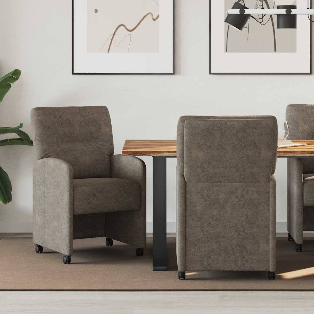 vidaXL Esszimmerstühle mit Rollen 2 pcs Dunkelgrau 57 x 67 x 95 cm