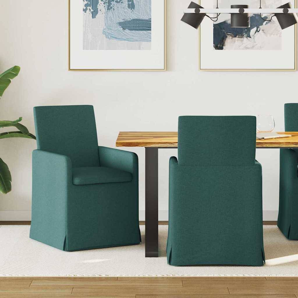 vidaXL Esszimmerstühle 2 pcs Dunkelgrün 57 x 67 x 95 cm Stoff