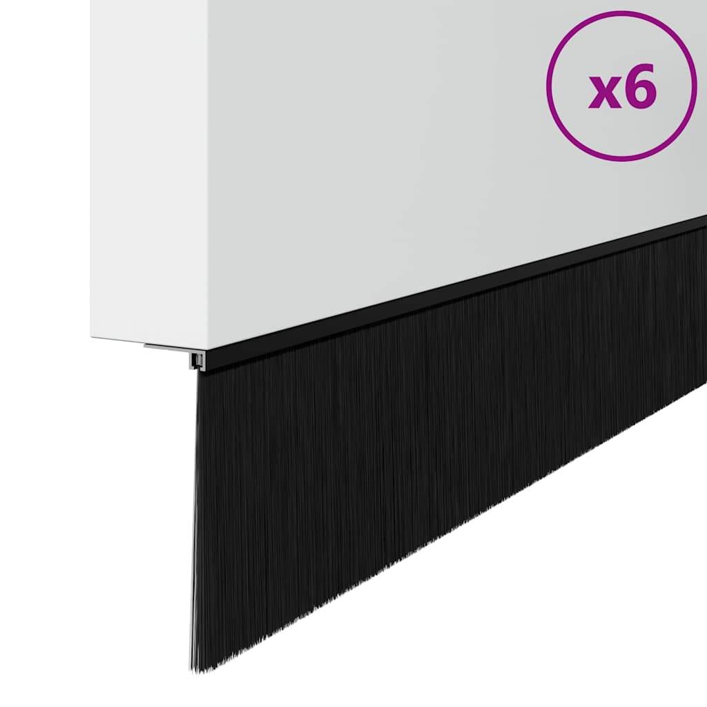 vidaXL Aufsteck Türbürstendichtungen 6 pcs Schwarz 100 cm