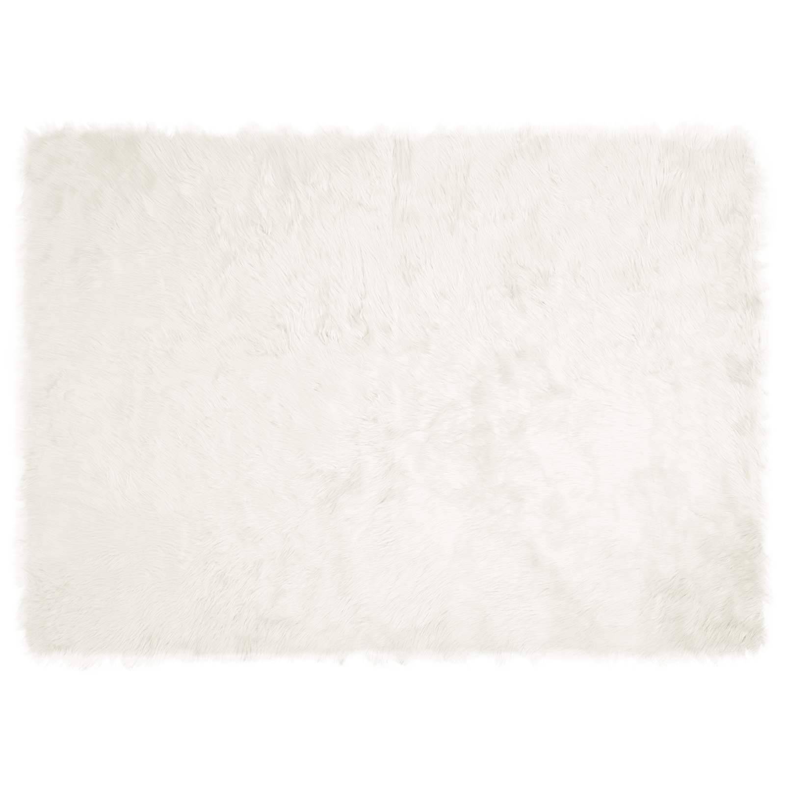 vidaXL Teppich aus Kunstschaffell TAFALLA Weiß 120 x 170 cm Polyester