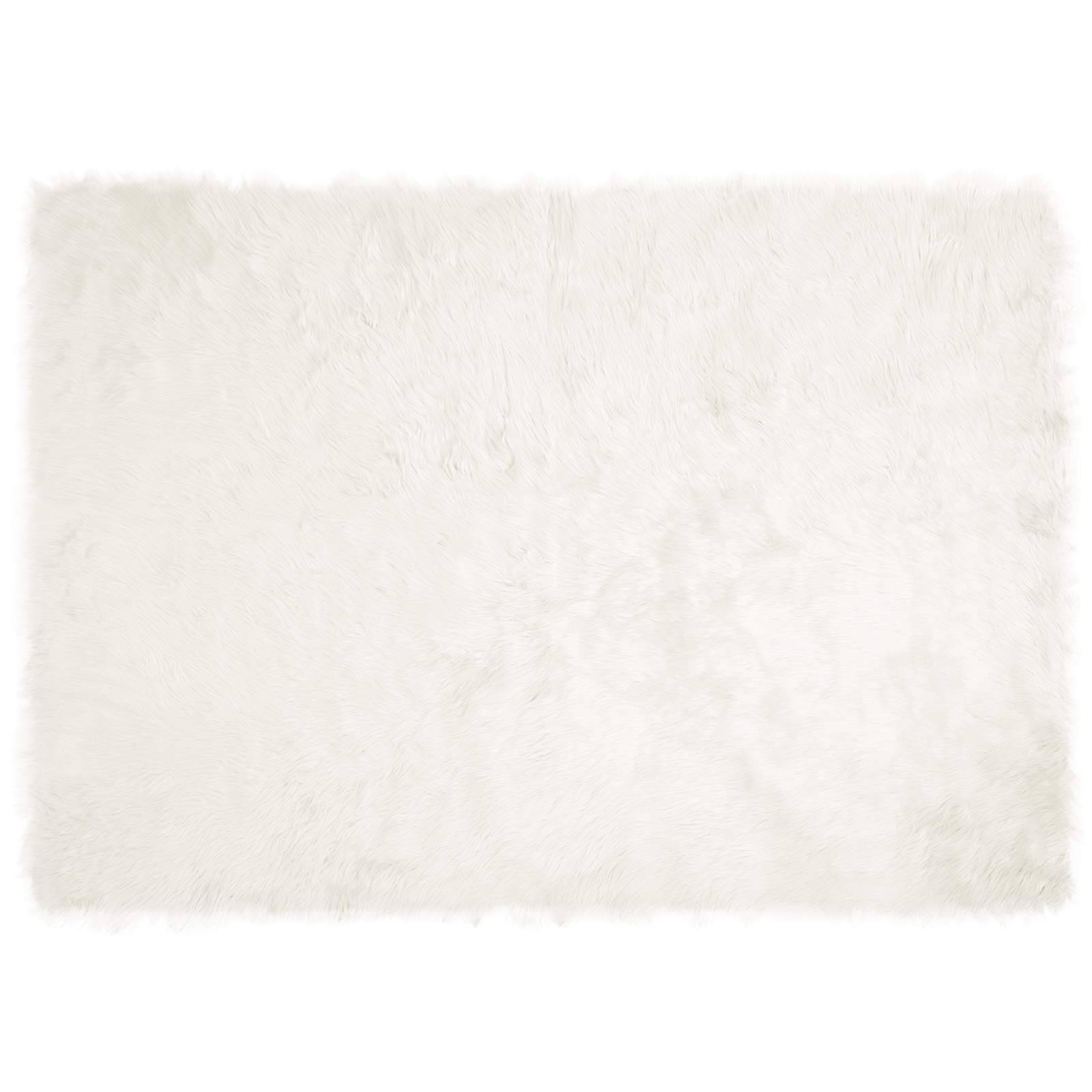 vidaXL Teppich aus Kunstschaffell TAFALLA Weiß 140 x 200 cm Polyester
