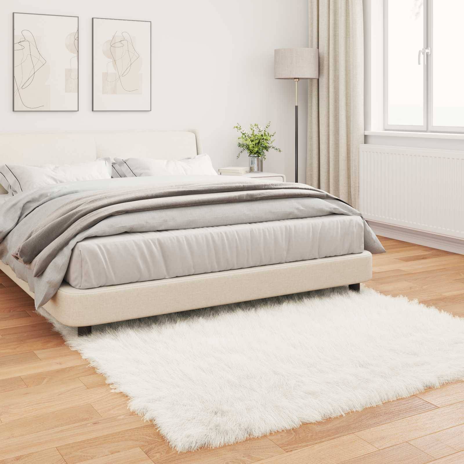 vidaXL Teppich aus Kunstschaffell TAFALLA Weiß 160 x 160 cm Polyester