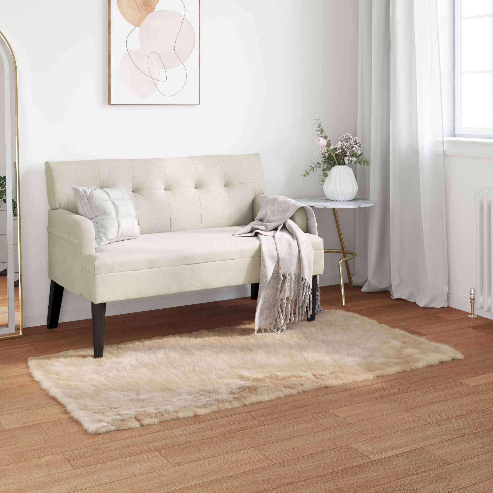 vidaXL Teppich aus Kunstschaffell TAFALLA Beige 80 x 150 cm Polyester