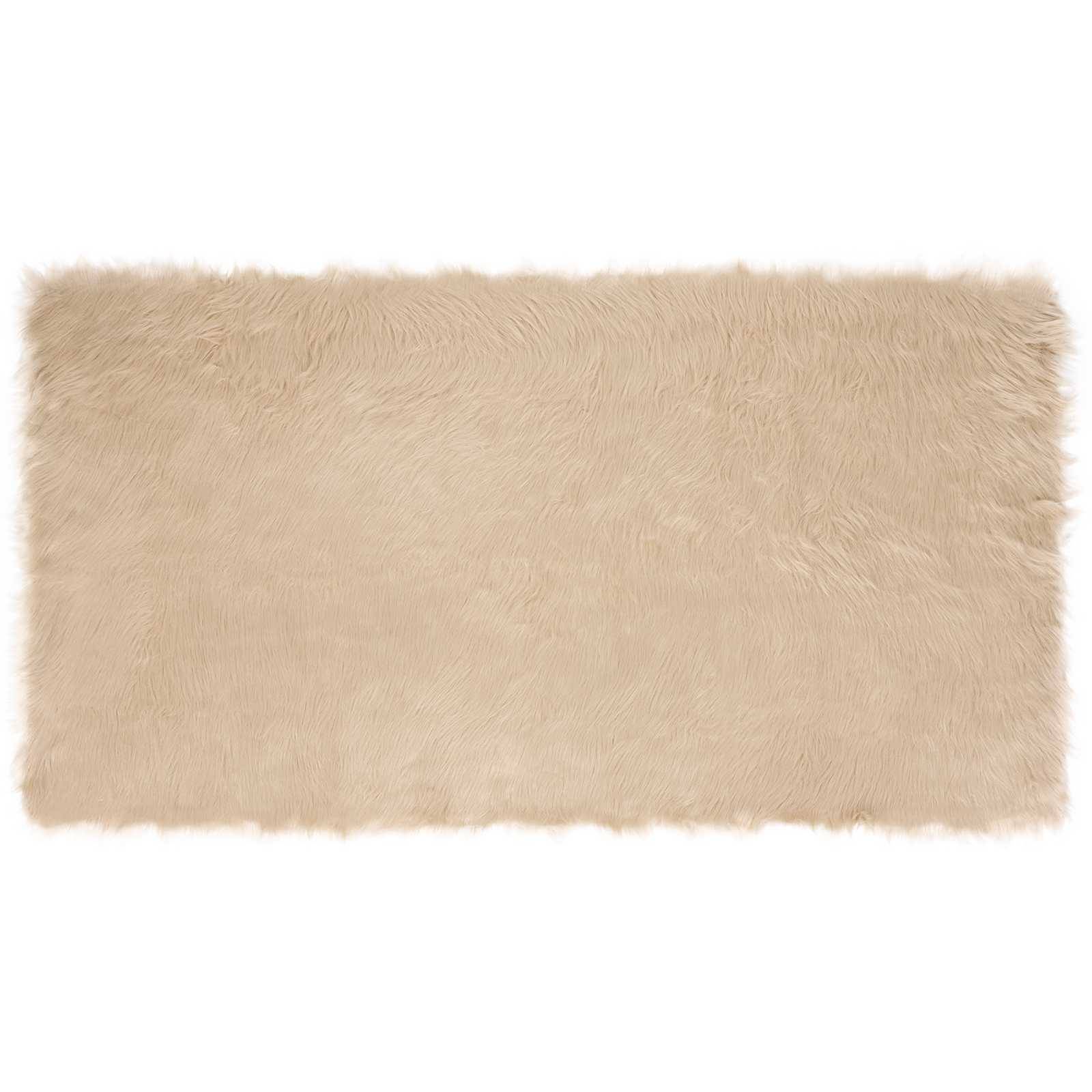 vidaXL Teppich aus Kunstschaffell TAFALLA Beige 80 x 150 cm Polyester