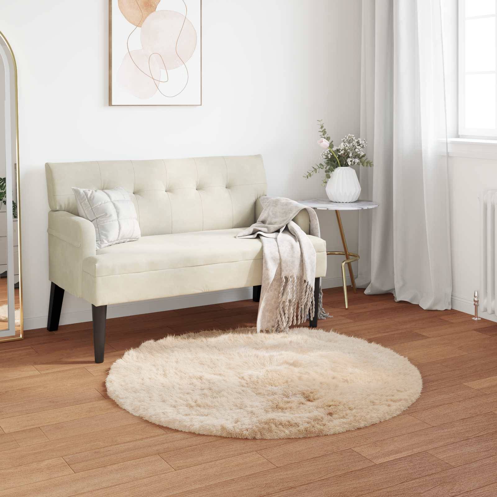 vidaXL Teppich aus Kunstschaffell TAFALLA Beige Ø 100 cm Polyester