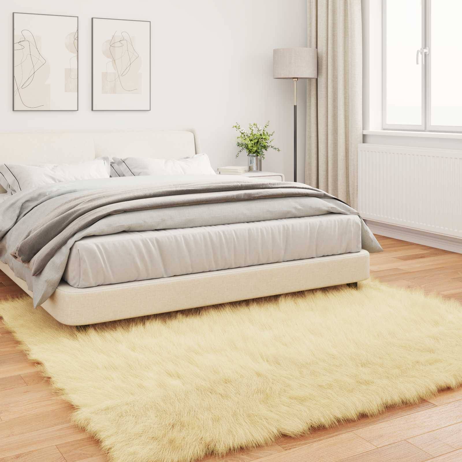vidaXL Teppich aus Kunstschaffell TAFALLA Creme 200 x 200 cm Polyester