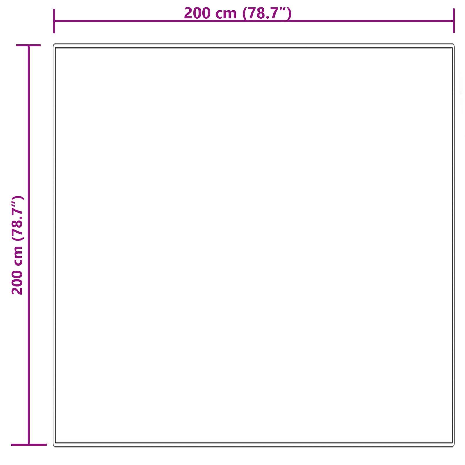 Ein Quadrat mit gleichen Seiten, beschriftet mit '200 cm (78,7