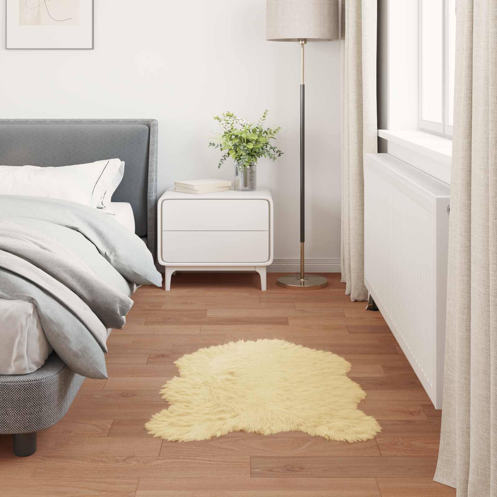 vidaXL Teppich aus Kunstschaffell TAFALLA Creme 80 x 120 cm Polyester