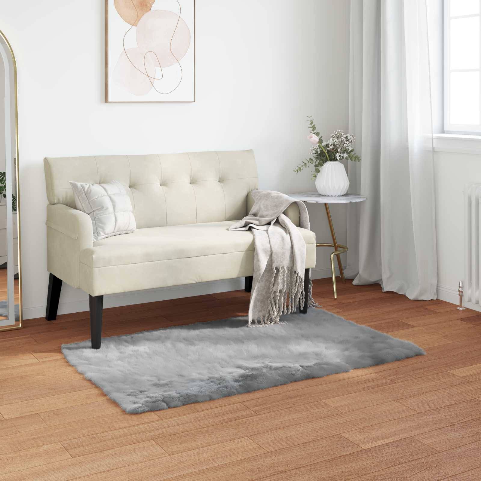 vidaXL Teppich aus Kunstschaffell TAFALLA Grau 80 x 150 cm Polyester