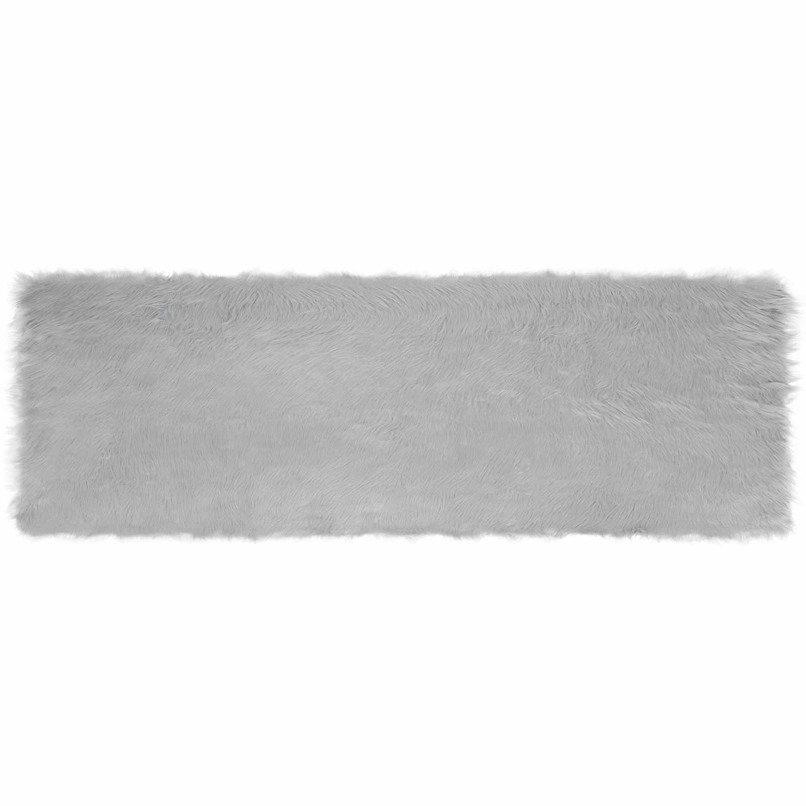 vidaXL Teppich aus Kunstschaffell TAFALLA Grau 80 x 250 cm Polyester