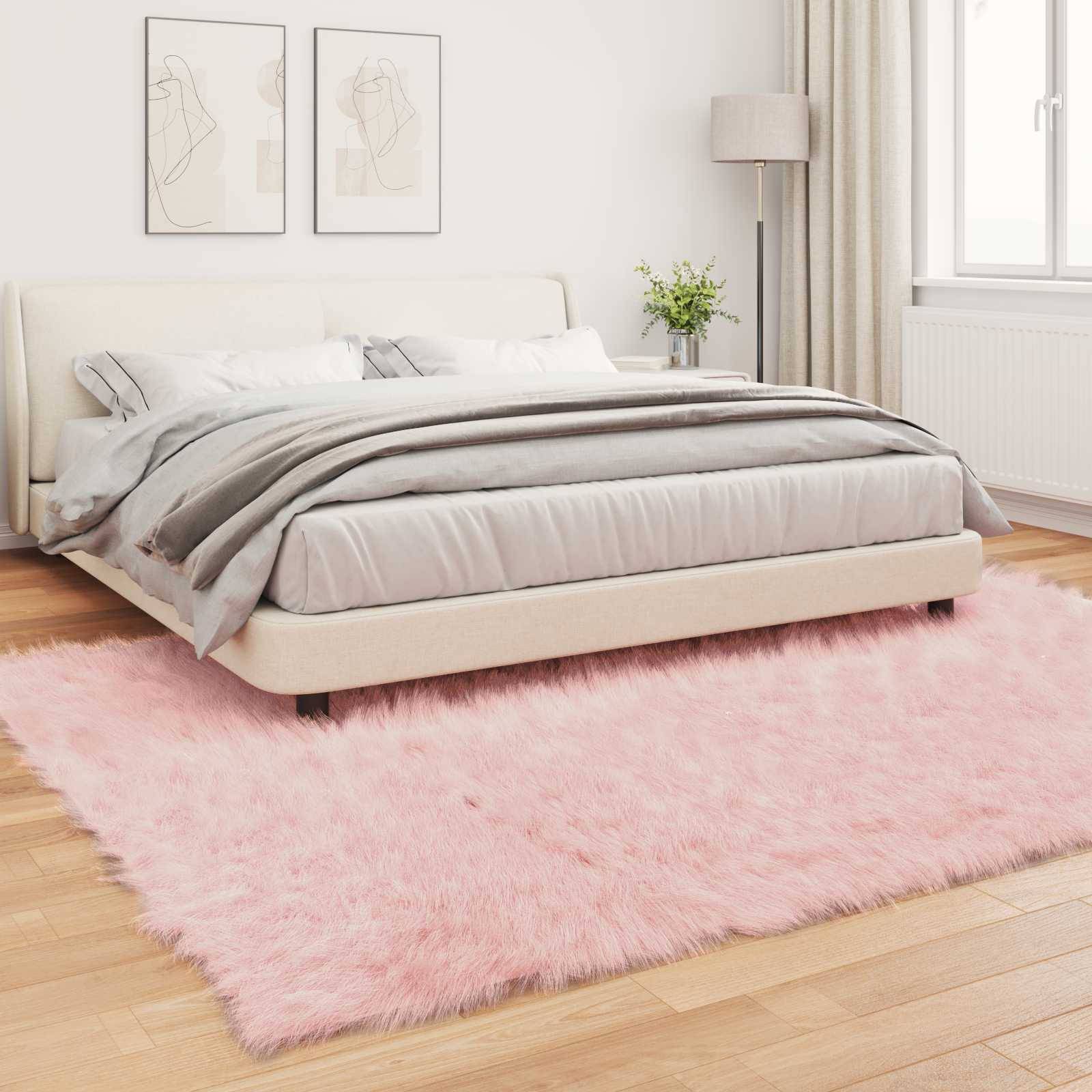 vidaXL Teppich aus Kunstschaffell TAFALLA Rosa 200 x 280 cm Polyester