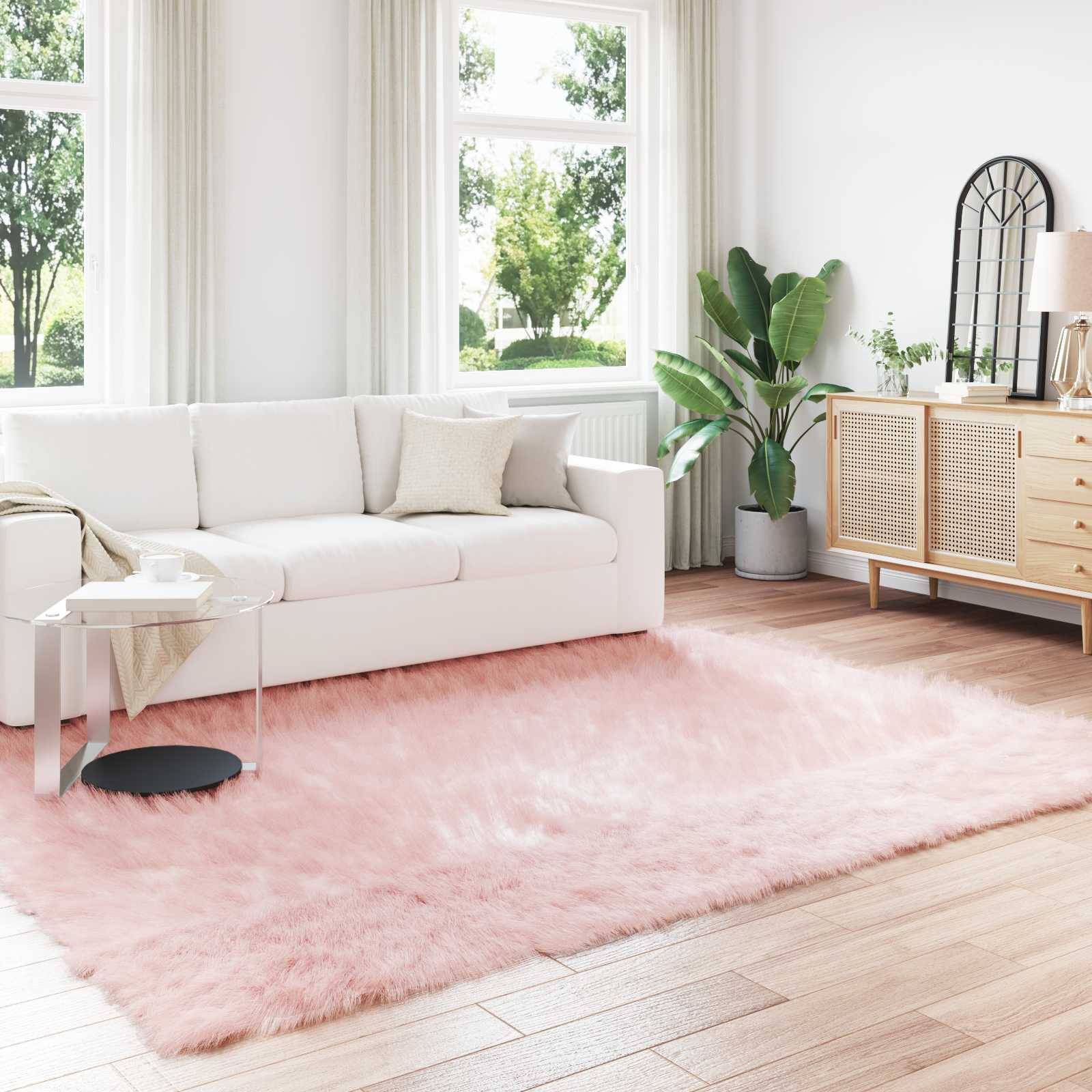 vidaXL Teppich aus Kunstschaffell TAFALLA Rosa 200 x 280 cm Polyester