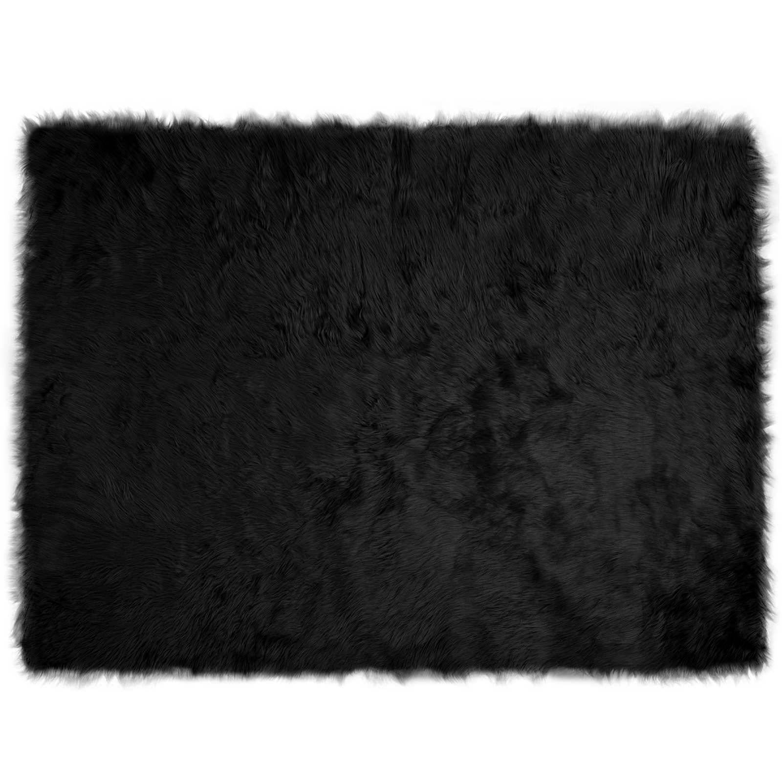 vidaXL Teppich aus Kunstschaffell TAFALLA Schwarz 160 x 230 cm