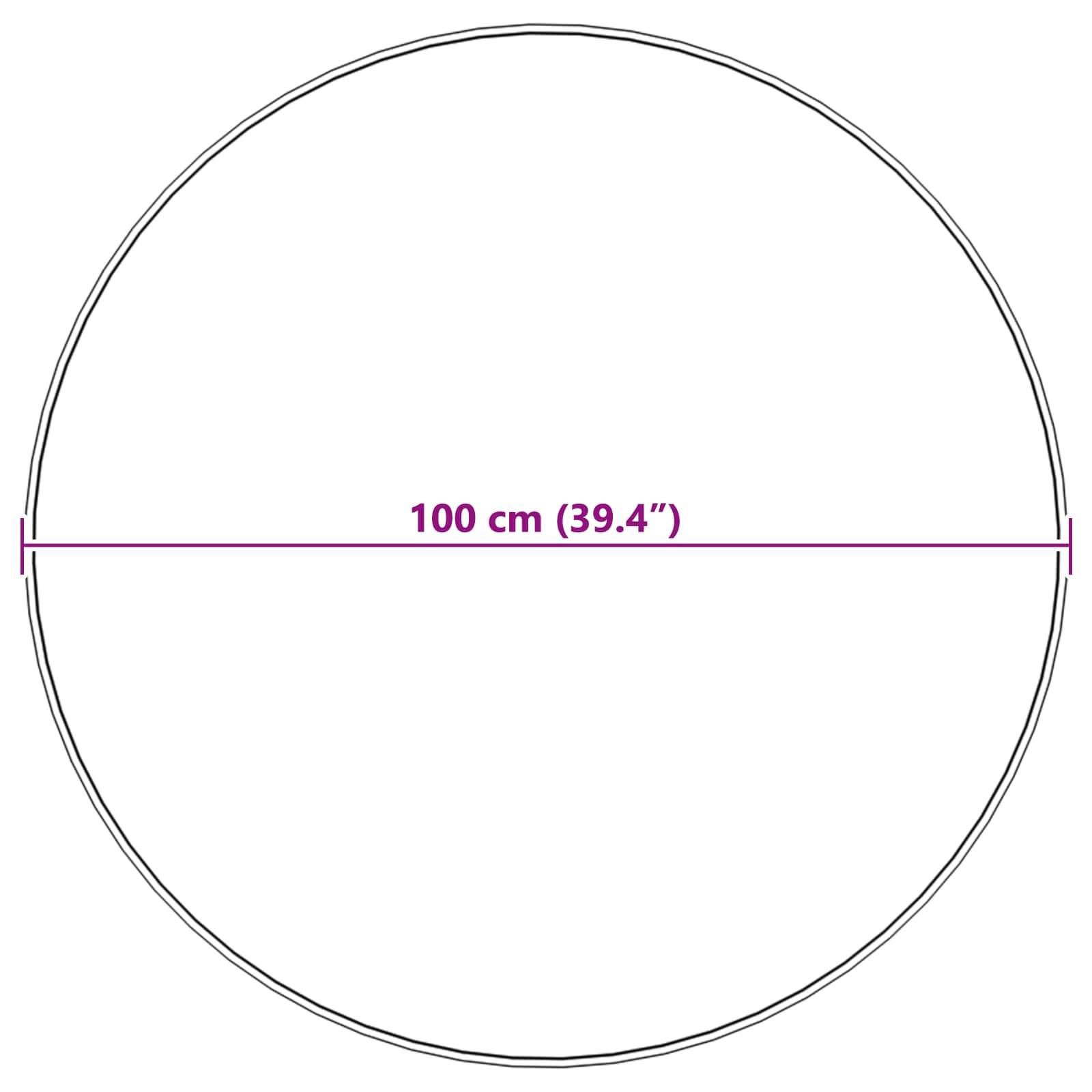 Ein Kreis mit einem Durchmesser, der in lila Text in der Mitte mit '100 cm (39,4