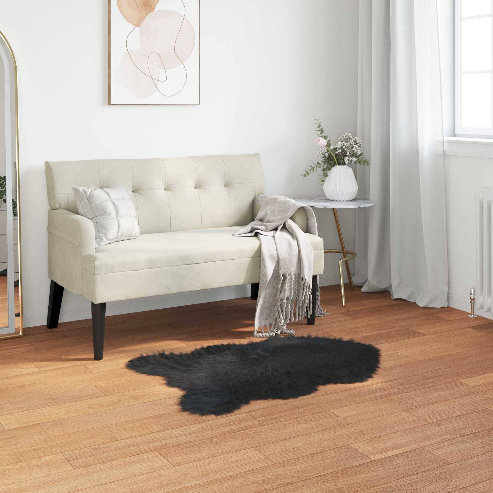 vidaXL Teppich aus Kunstschaffell TAFALLA Schwarz 80 x 120 cm