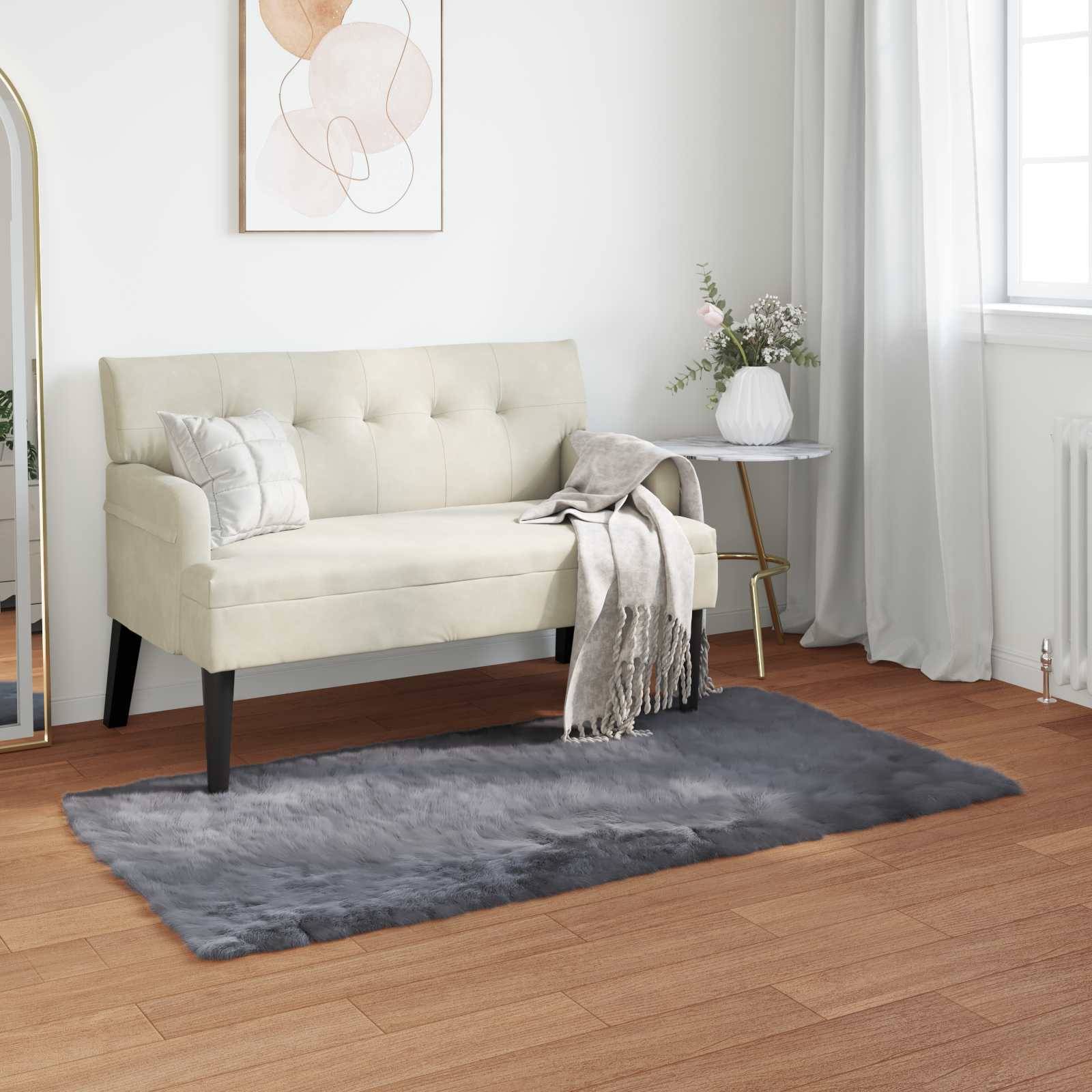 vidaXL Teppich aus Kunstschaffell TAFALLA Anthrazit 80 x 150 cm