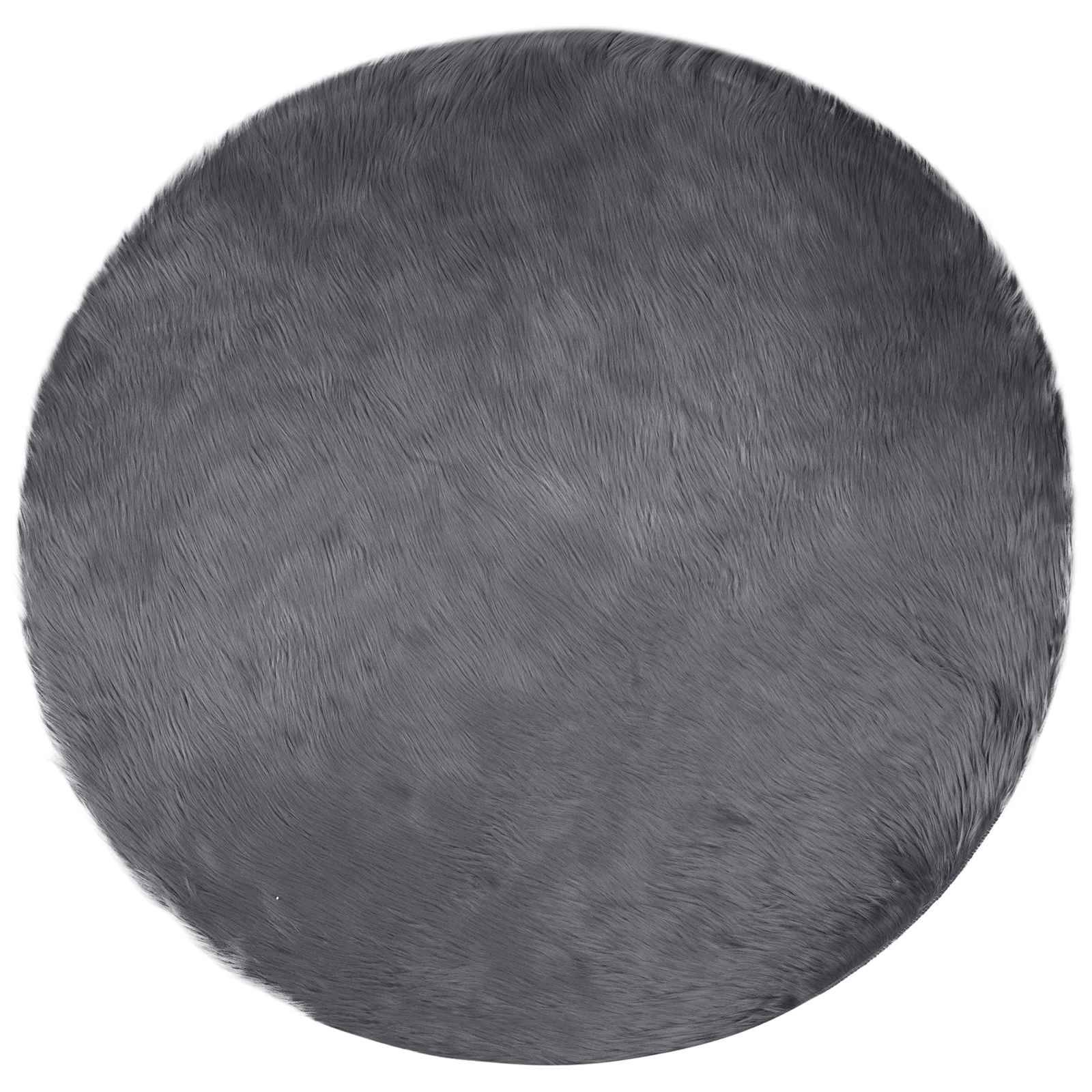 vidaXL Teppich aus Kunstschaffell TAFALLA Anthrazit Ø 80 cm Polyester