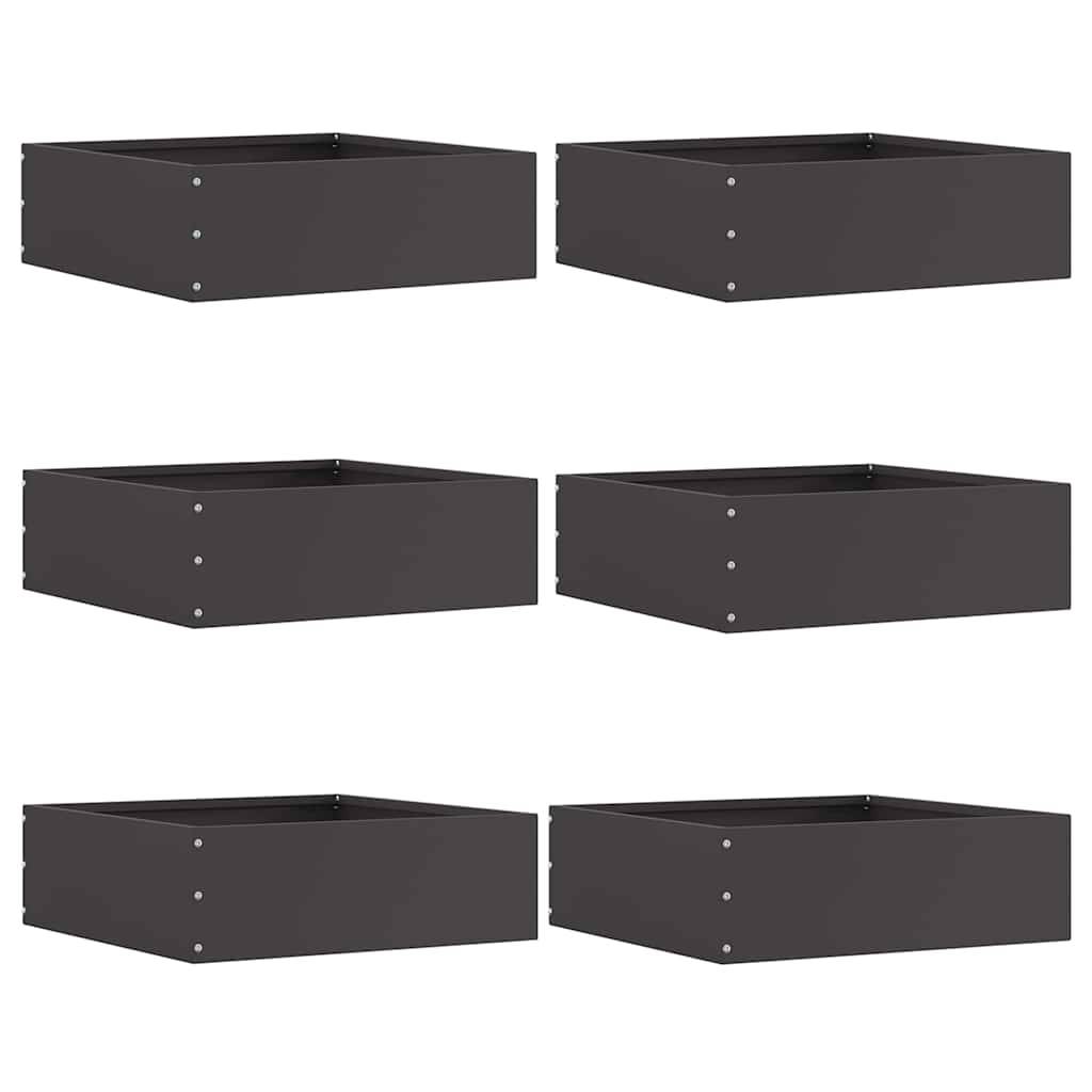 vidaXL Raseneinfassung 6 pcs Schwarz 40 x 40 x 13 cm Stahl