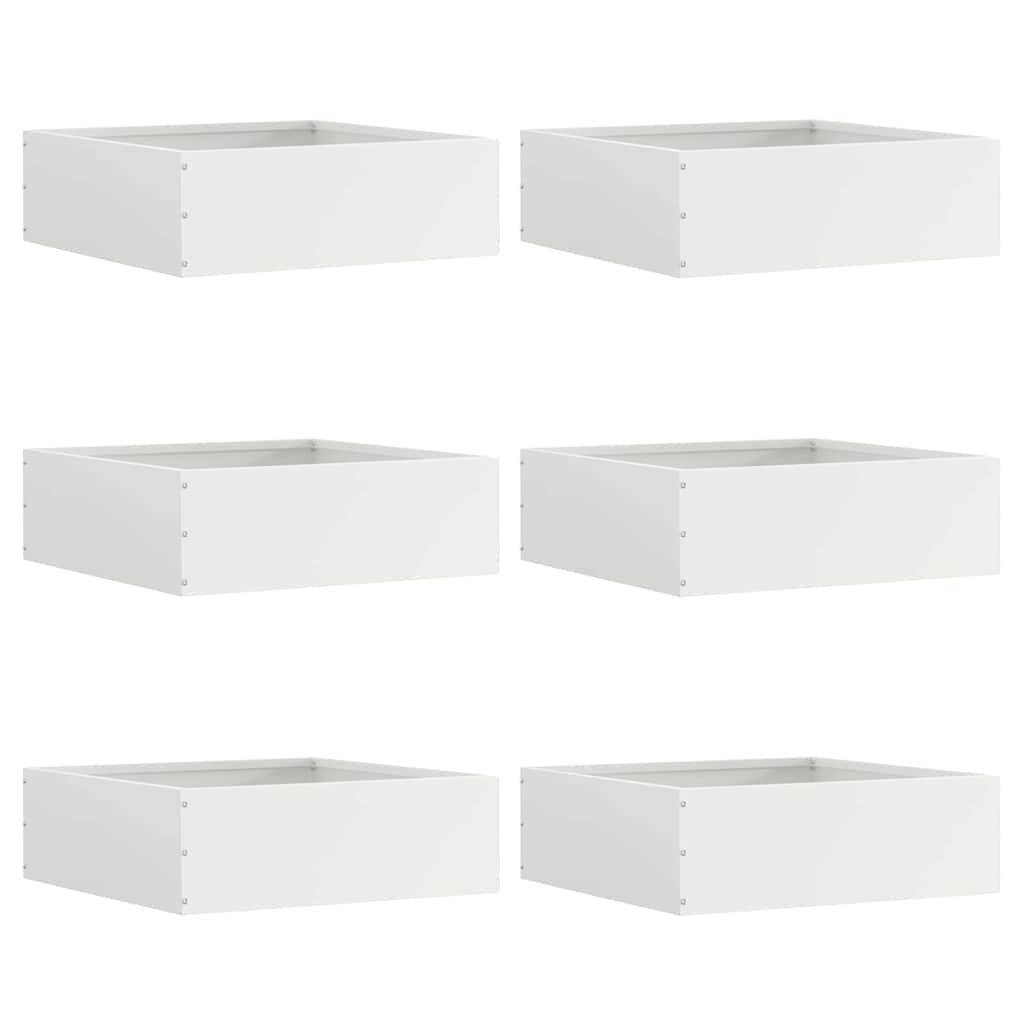 vidaXL Raseneinfassung 6 pcs Weiß 40 x 40 x 13 cm Stahl
