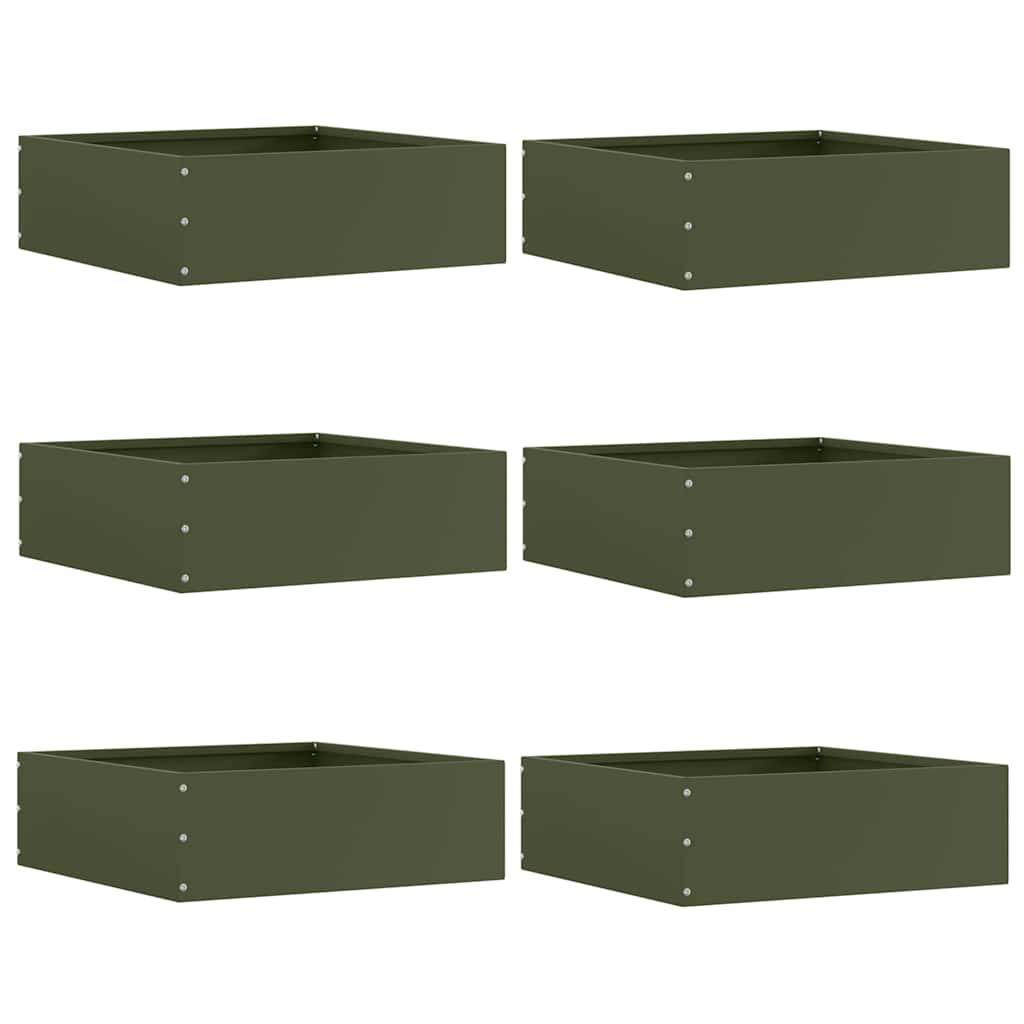 vidaXL Raseneinfassung 6 pcs Olive Grün 40 x 40 x 13 cm Stahl