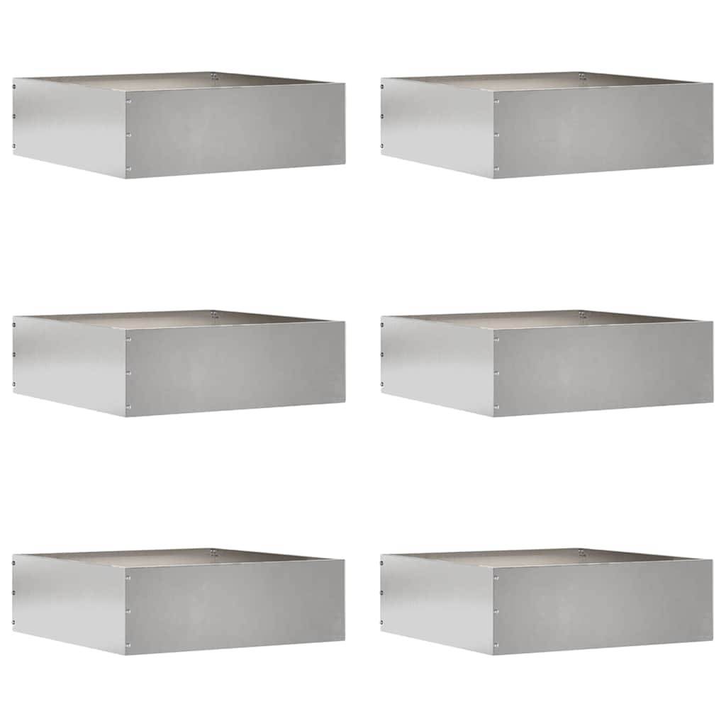 vidaXL Raseneinfassung 6 pcs Silber 40 x 40 x 13 cm Edelstahl