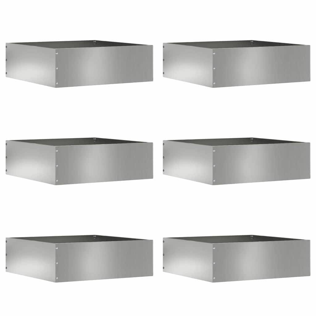 vidaXL Raseneinfassung 6 pcs Silber 40 x 40 x 13 cm Verzinkter Stahl