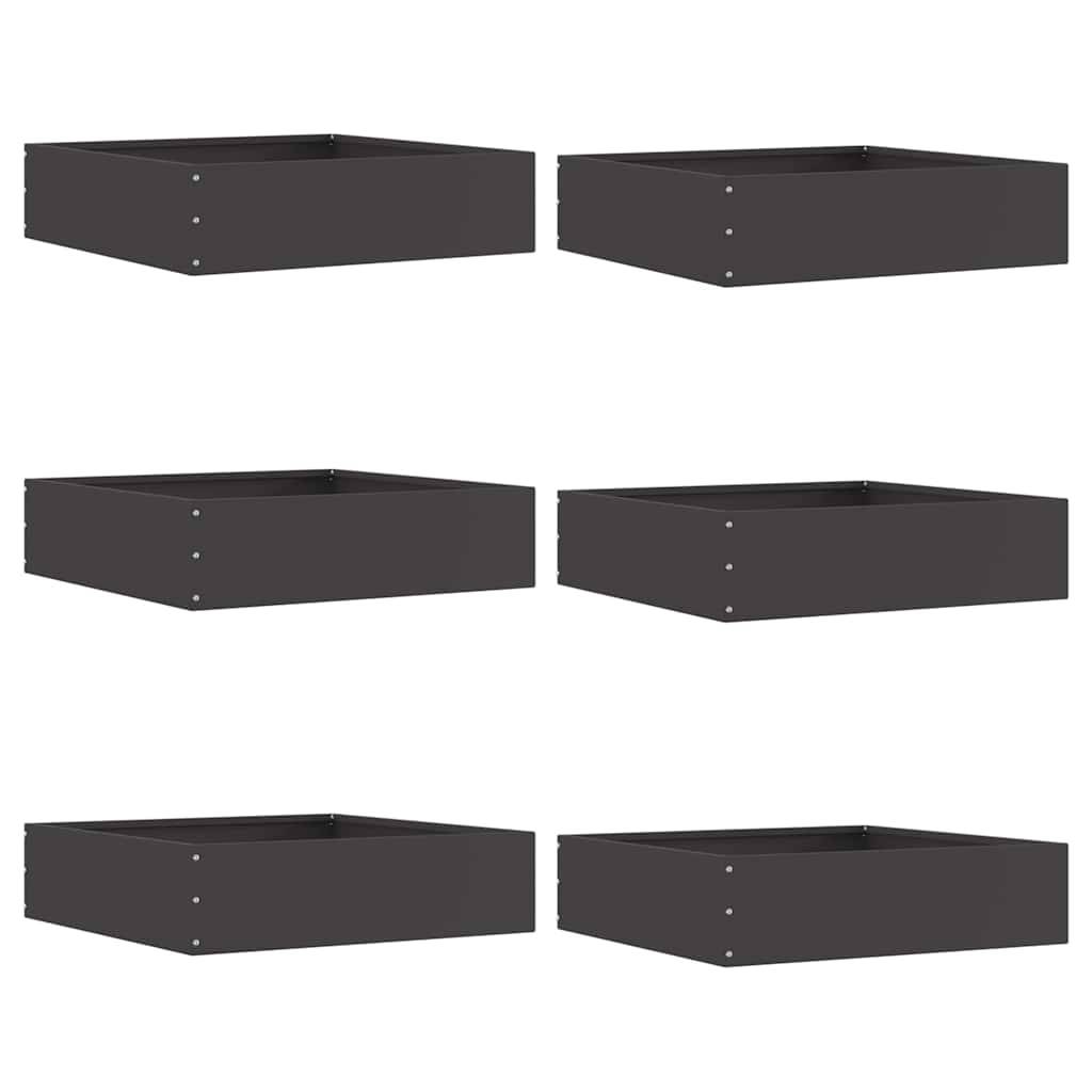 vidaXL Raseneinfassung 6 pcs Schwarz 50 x 50 x 13 cm Stahl
