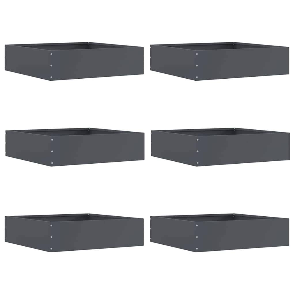 vidaXL Raseneinfassung 6 pcs Anthrazit 50 x 50 x 13 cm Stahl