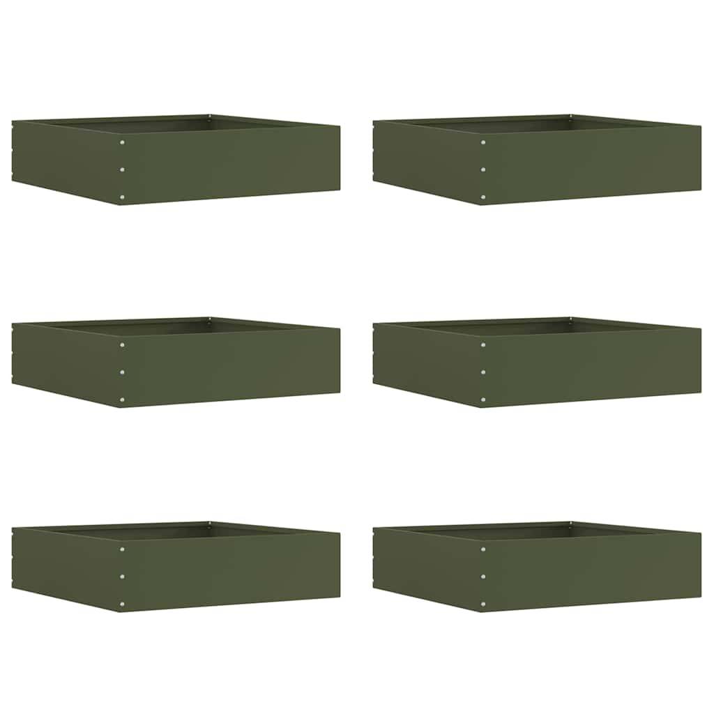 vidaXL Raseneinfassung 6 pcs Olive Grün 50 x 50 x 13 cm Stahl