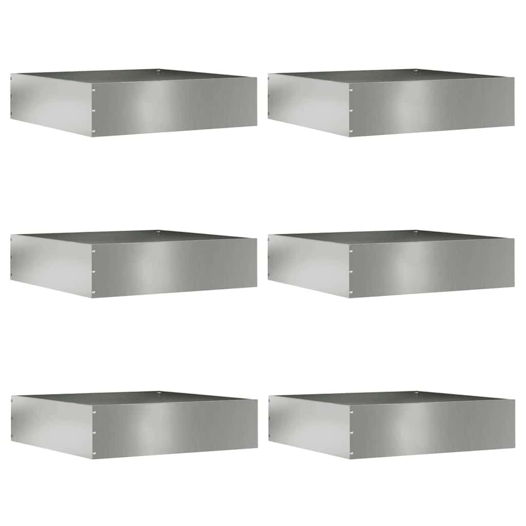 vidaXL Raseneinfassung 6 pcs Silber 50 x 50 x 13 cm Verzinkter Stahl