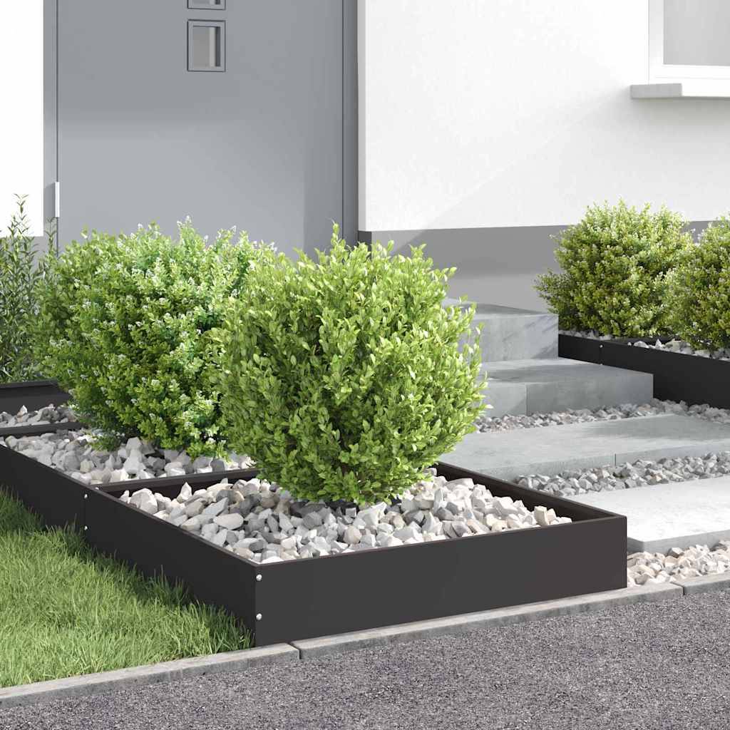 vidaXL Raseneinfassung Schwarz 60 x 60 x 13 cm Stahl