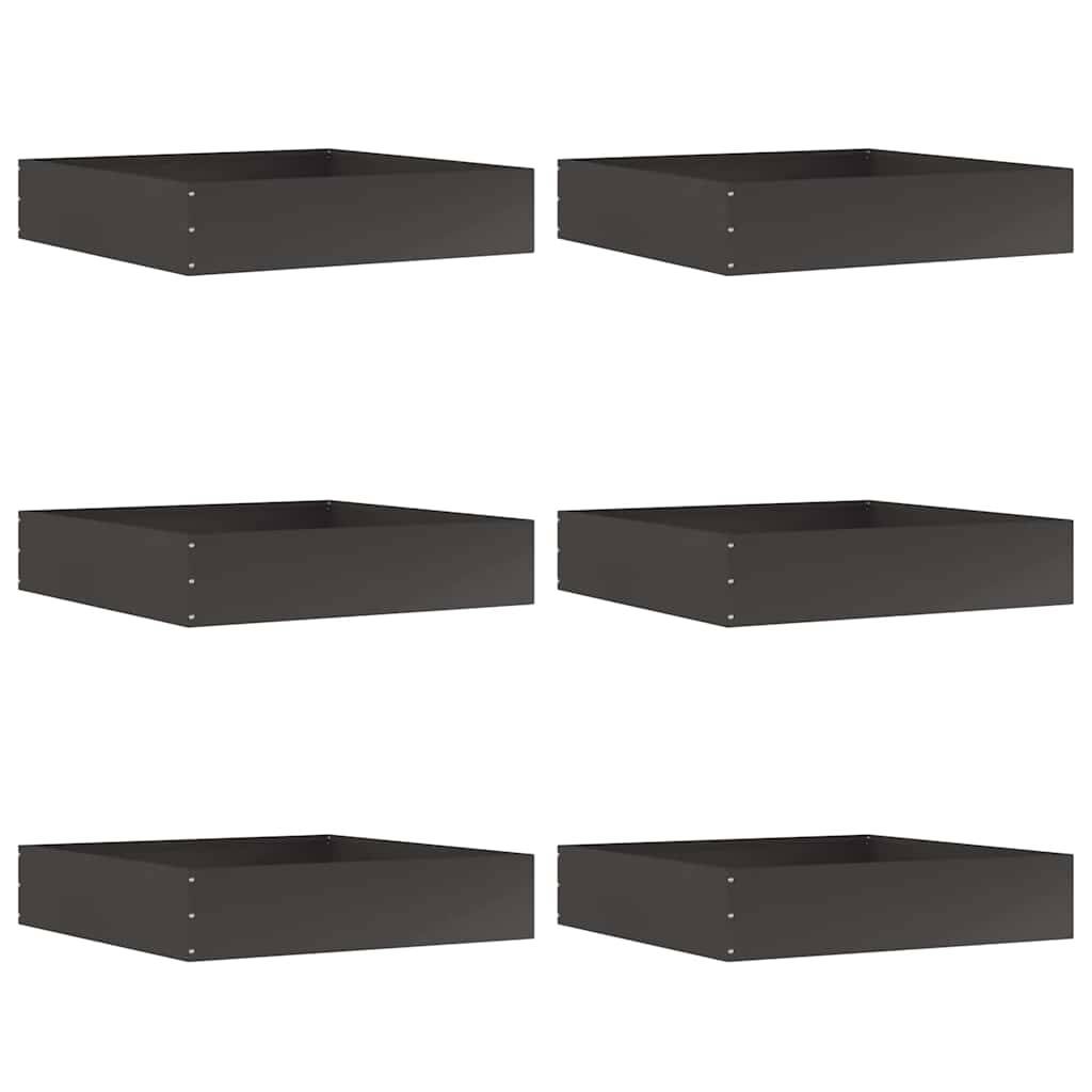 vidaXL Raseneinfassung 6 pcs Schwarz 60 x 60 x 13 cm Stahl