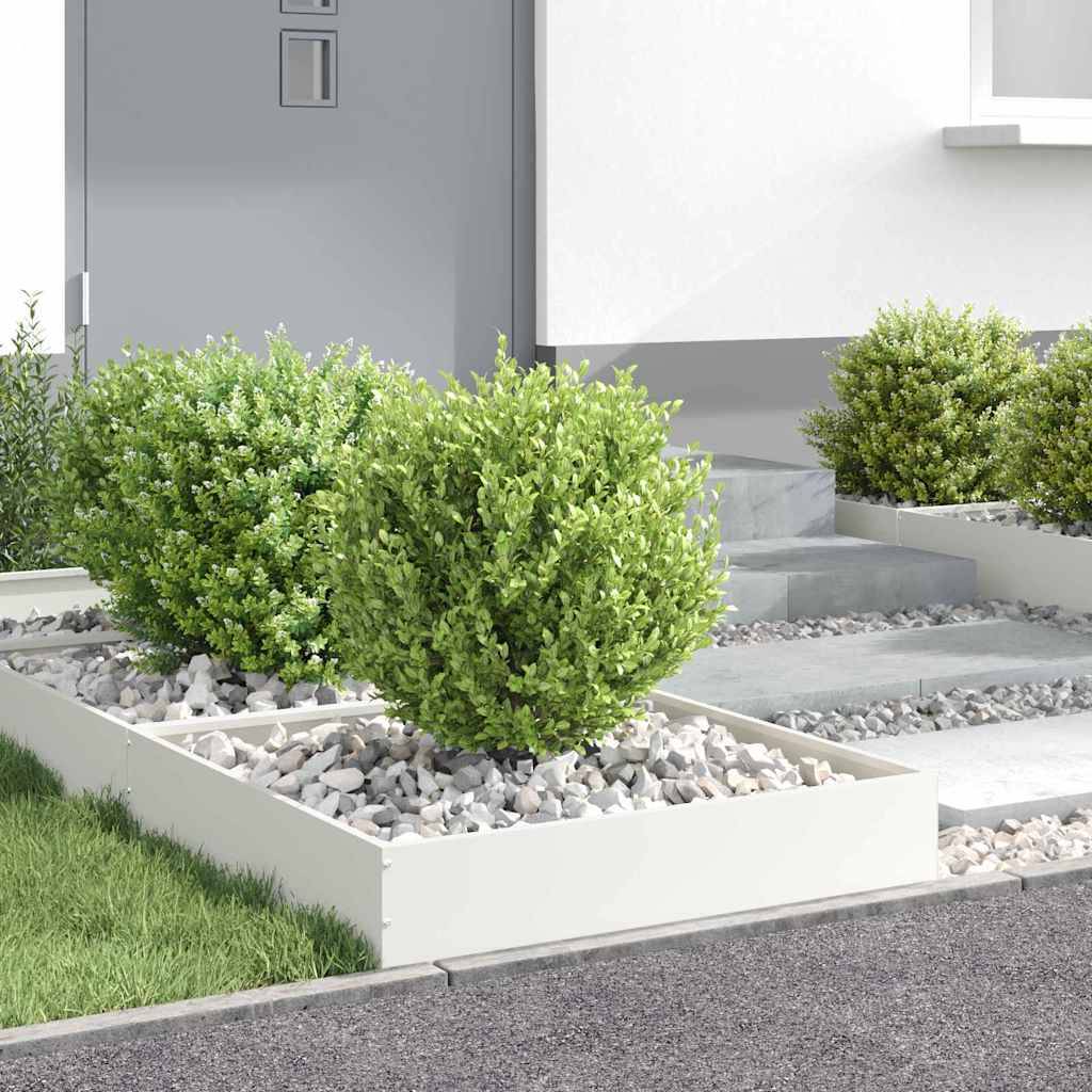 vidaXL Raseneinfassung 6 pcs Weiß 60 x 60 x 13 cm Stahl