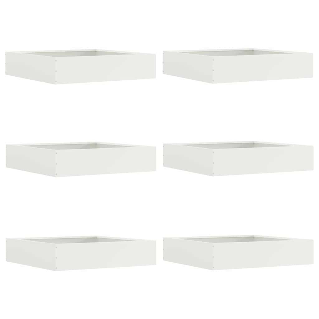 vidaXL Raseneinfassung 6 pcs Weiß 60 x 60 x 13 cm Stahl