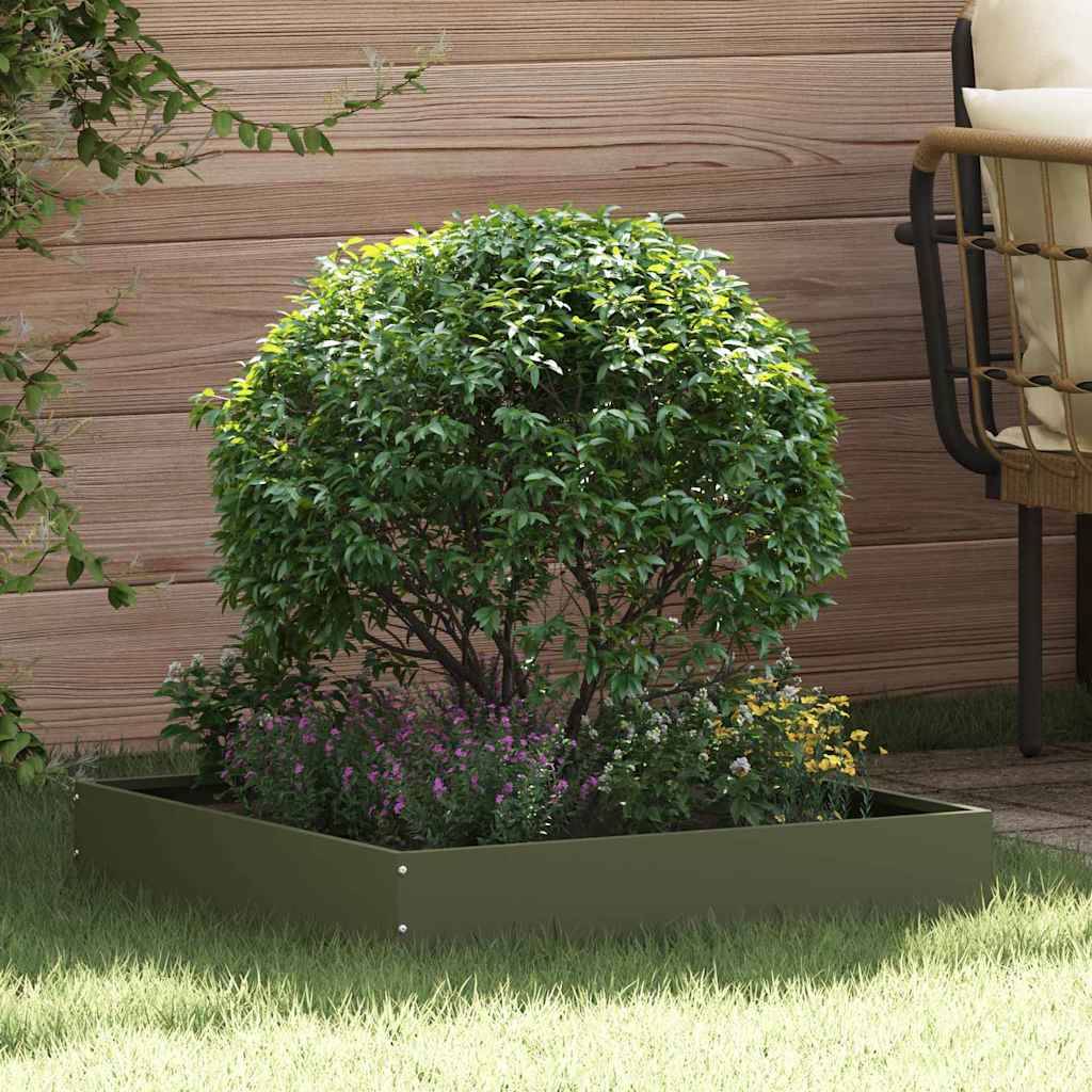 vidaXL Raseneinfassung Olive Grün 60 x 60 x 13 cm Stahl
